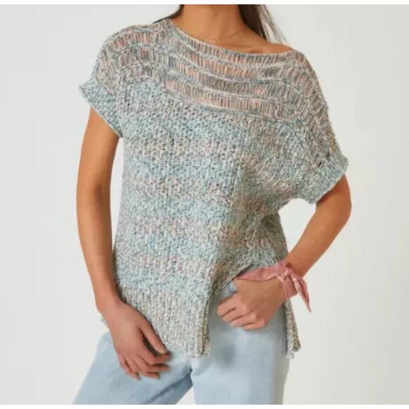 Anthropologie Pilcro Sweater Tee Size SP Oversized Short Sleeve Knit Beach - Picture 2 of 12